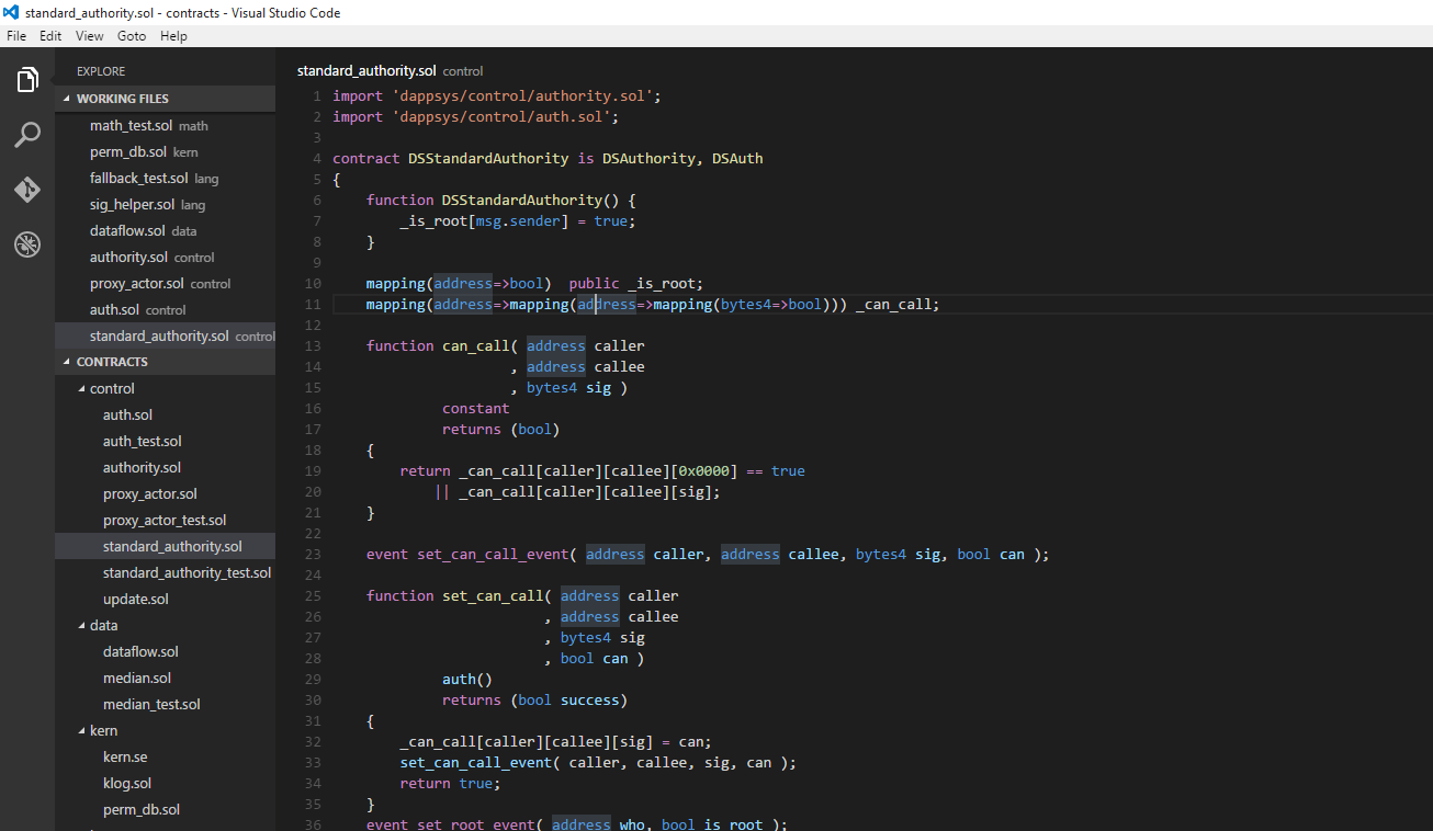 Solidity using Visual Studio Code